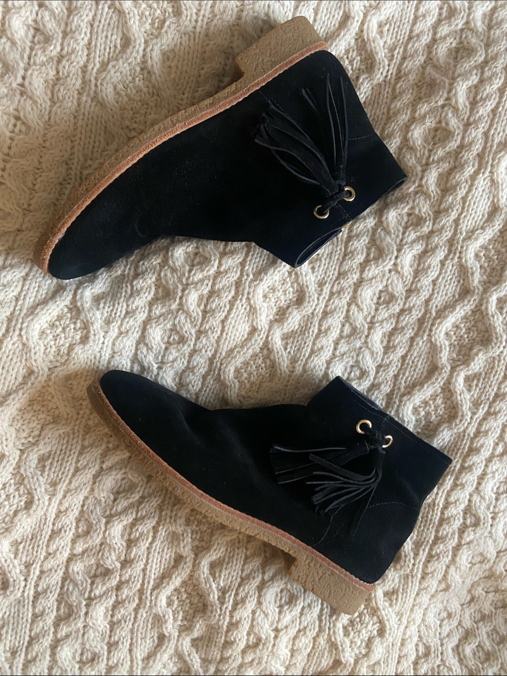 kate spade Black Suede Tassel Ankle Booties